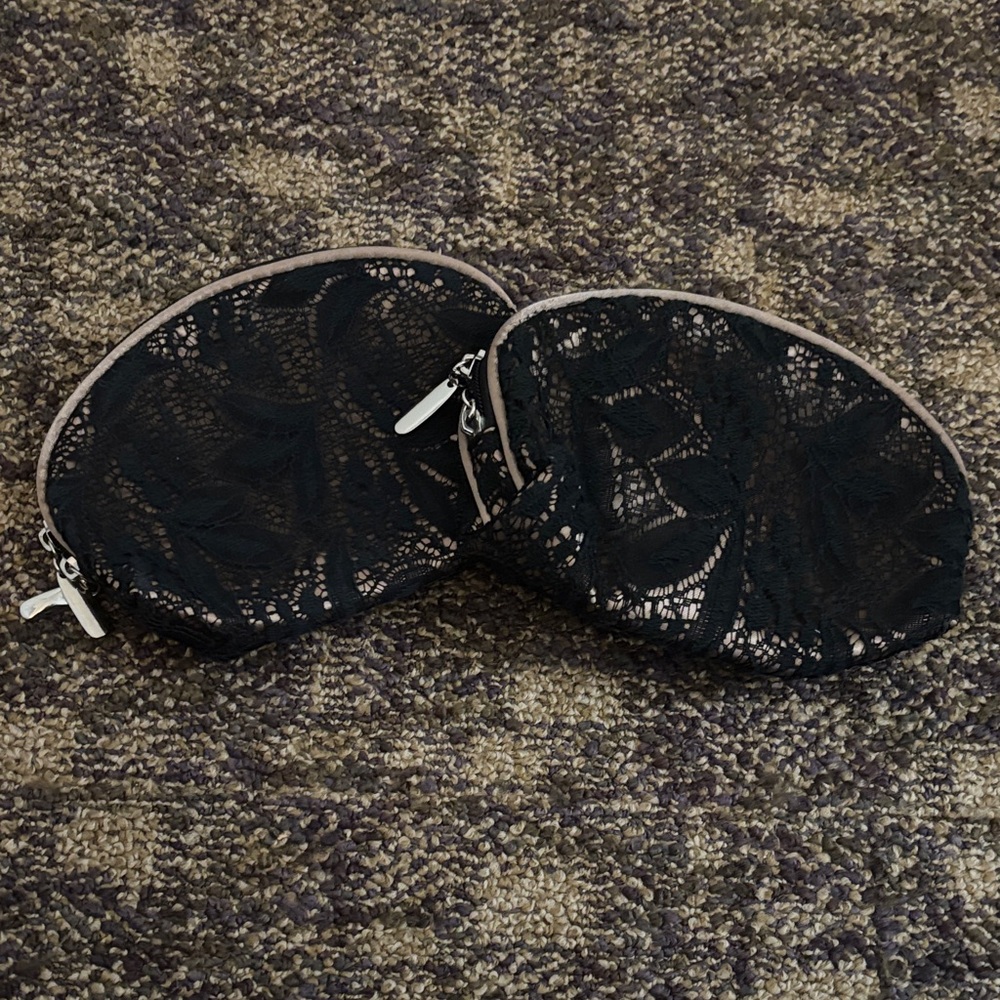 Elegant Black Lace Accessory Pouch Set